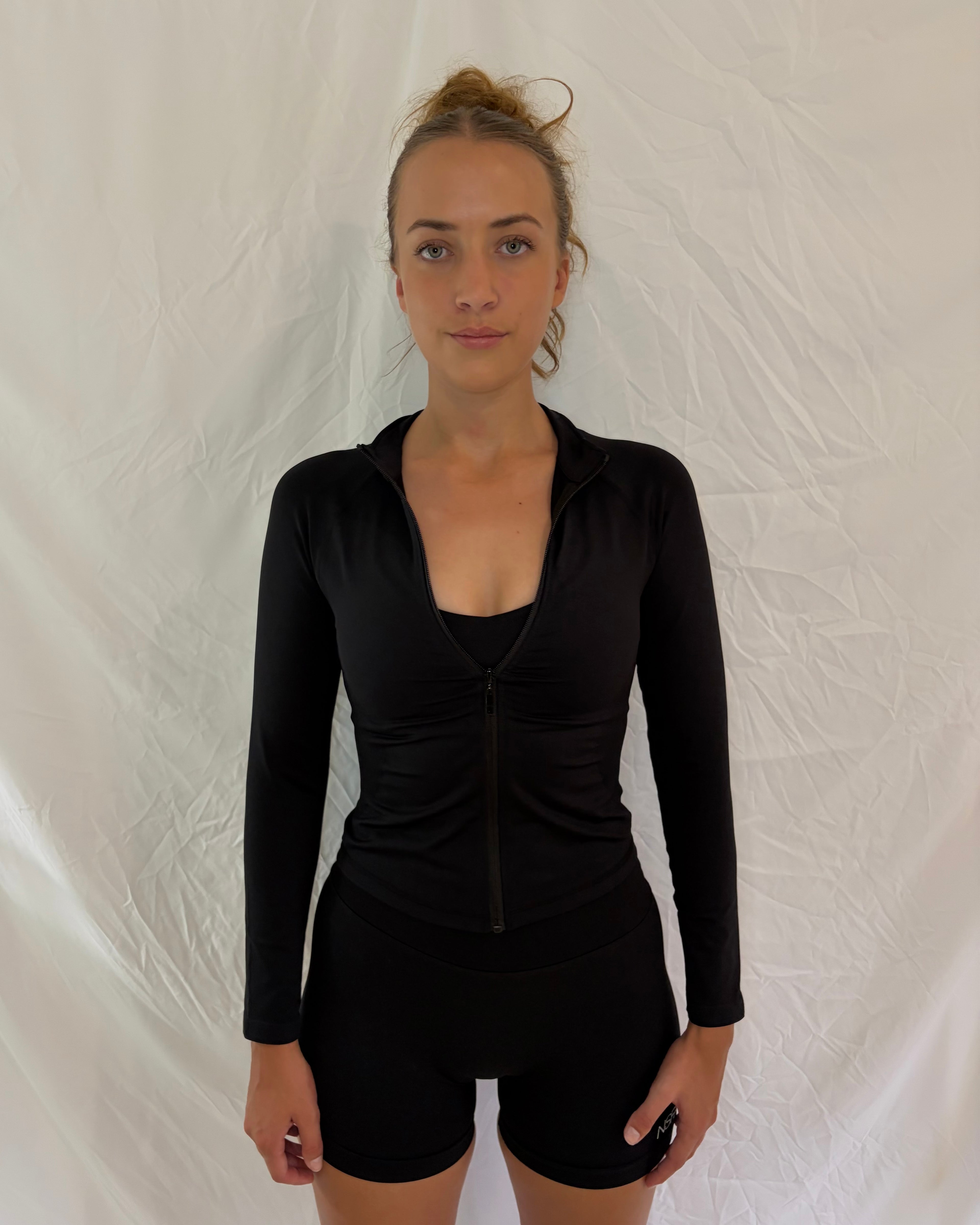Seamless Sculpt Zippy Jacket Black