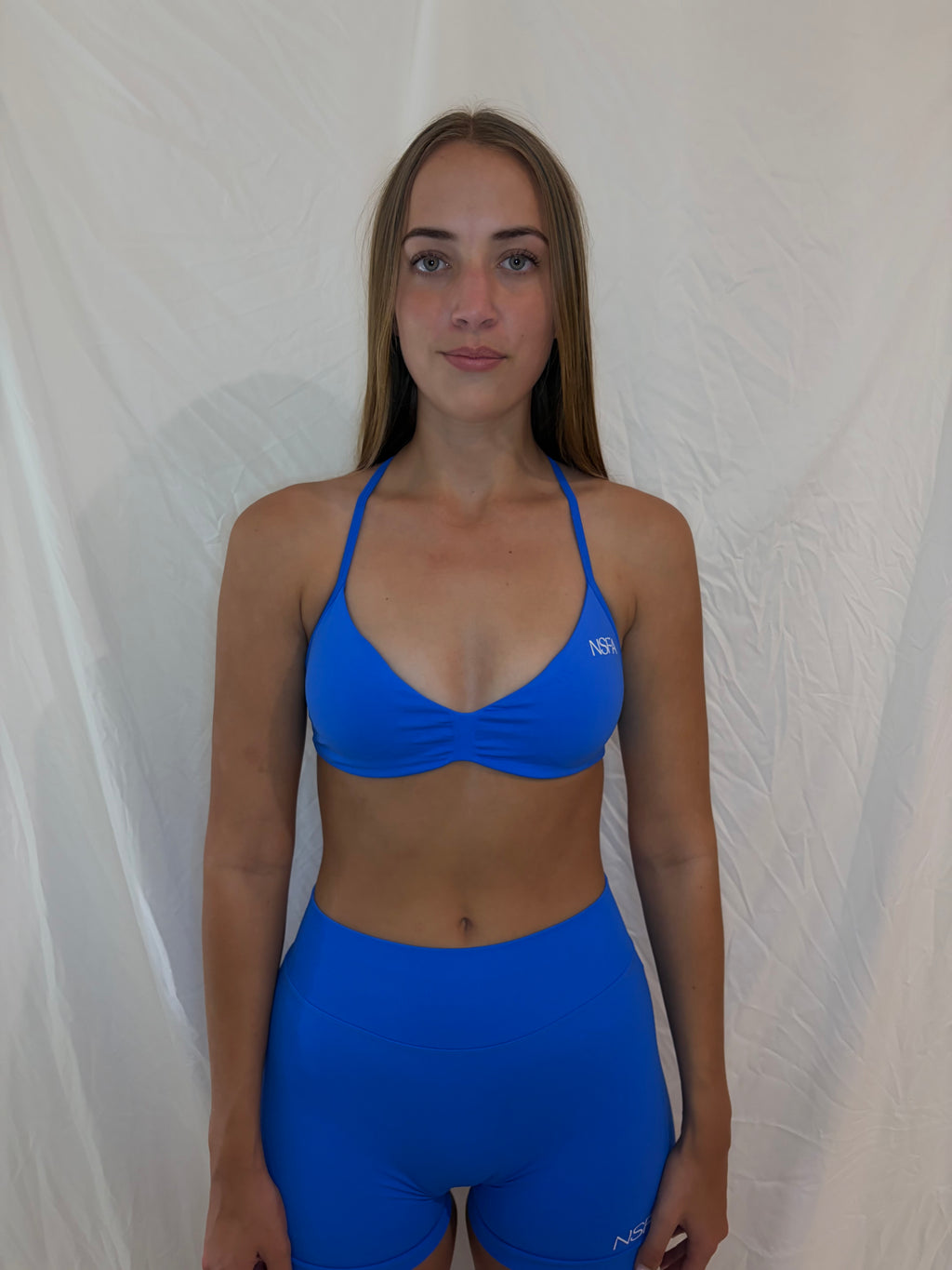Signature Sculpt Scrunch Halter Bra Electric Blue