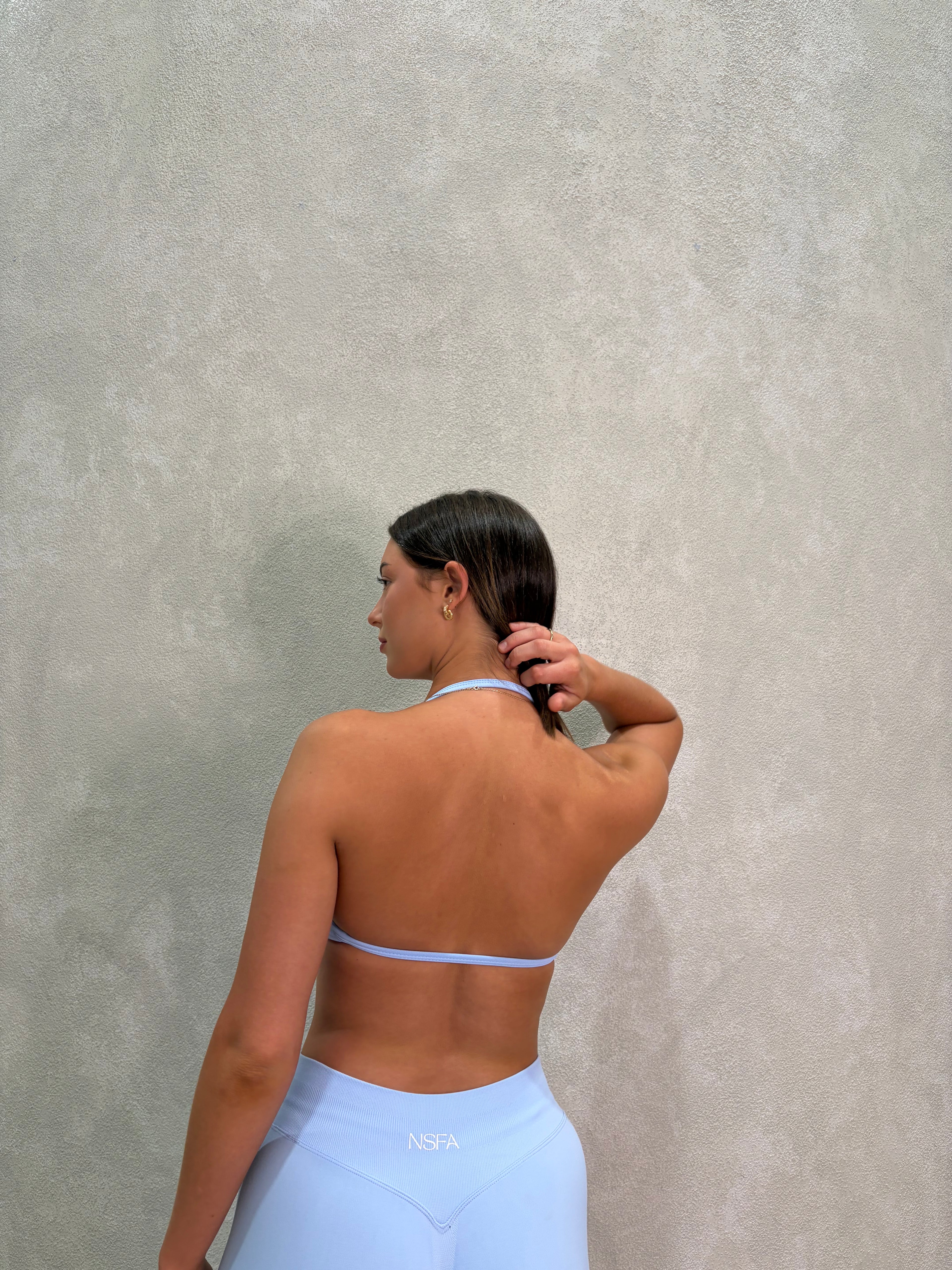 Signature Sculpt Scrunch Halter Bra Ice Blue